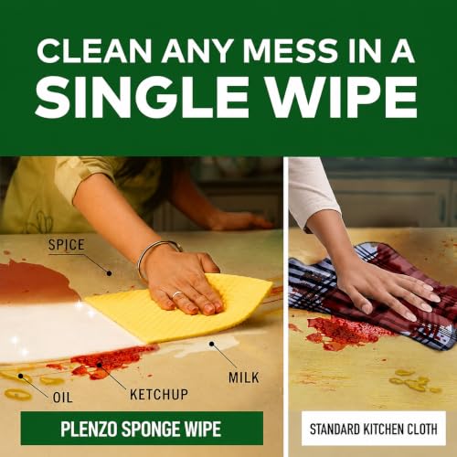 Image of Sponge Wipes- Reusable, Kitchen and House Cleaning- Easy to use, Cleans Any Mess in a Swipe, Absorbs Water its own 10x Weight, Multi- Color, Biodegradable (Pack of 5)