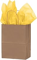 Vista 2 de SSWBasics Bolsas de compras medianas de papel kraft natural, paquete de 25, elegantes para venta al por menor, regalos y más