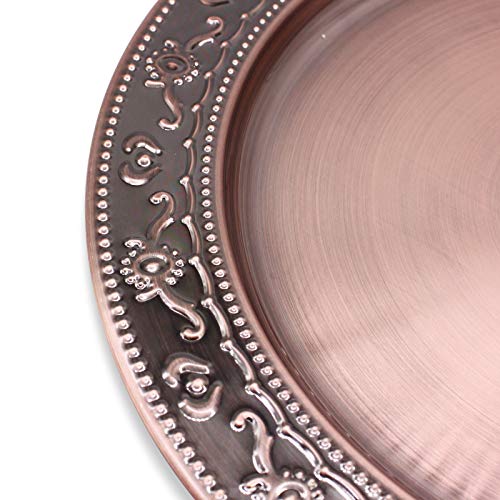Brightalk 13-Inch Stainless Steel Charger Plates, 6Pcs Copper Dinner Plate Chargers Round Server Ware #TOP5