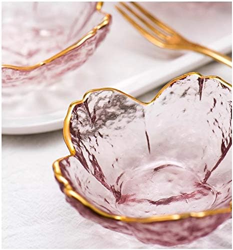 Small Glass Dish Nordic Style Gold Inlay Glass Sauce Bowl Mini Japanese Cherry Blossoms Seasoning Plate For Ice Cream Fruit Sala