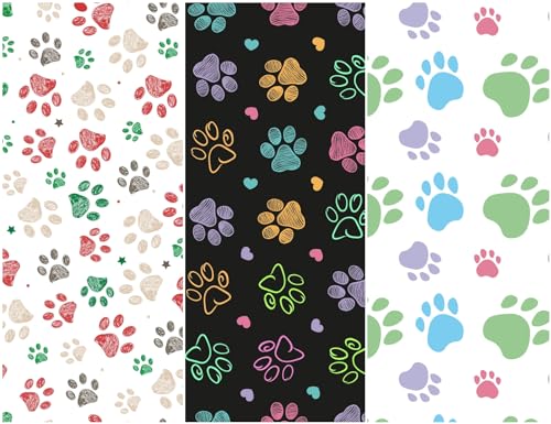 Heko Panels Panneau en tissu imperméable avec 3 motifs en toile polyester à coudre Tissu d'ameublement Imperméable Opaque 121,5 x 156 cm Pattes chats chiens