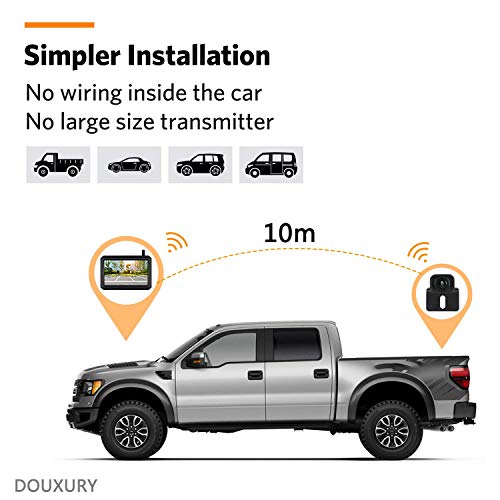Wireless Reversing Camera, DOUXURY 4.3'' LCD Rear View Monitor + 170° Wide Angle IP68 Waterproof Rear View Camera, Night Vision Universal for Car Van Semi Truck - Image 3