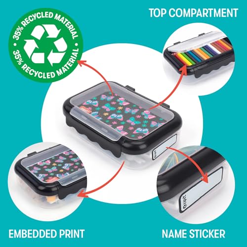 Image of ZIPIT: 2 Compartment Recycled Box - Butterflies - Large Capacity Pencil Case, Plastic Stationery Organizer, School Supplies-Toys Holder, Kids Girl-Boy
