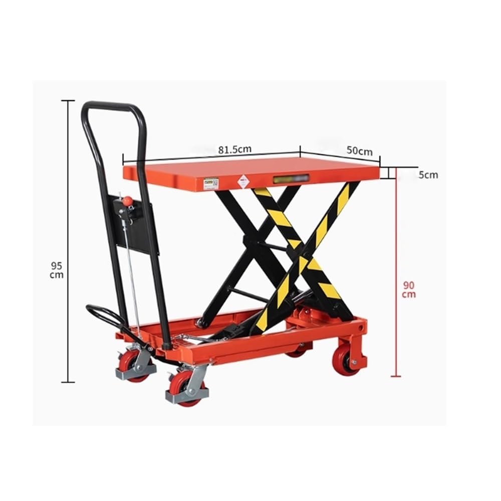 HOMEle Plataforma de tijera hidráulica – Pequeño carro plano manual para mantenimiento de coche, pesado Du, portátil y diseño de cactus para un fácil transporte