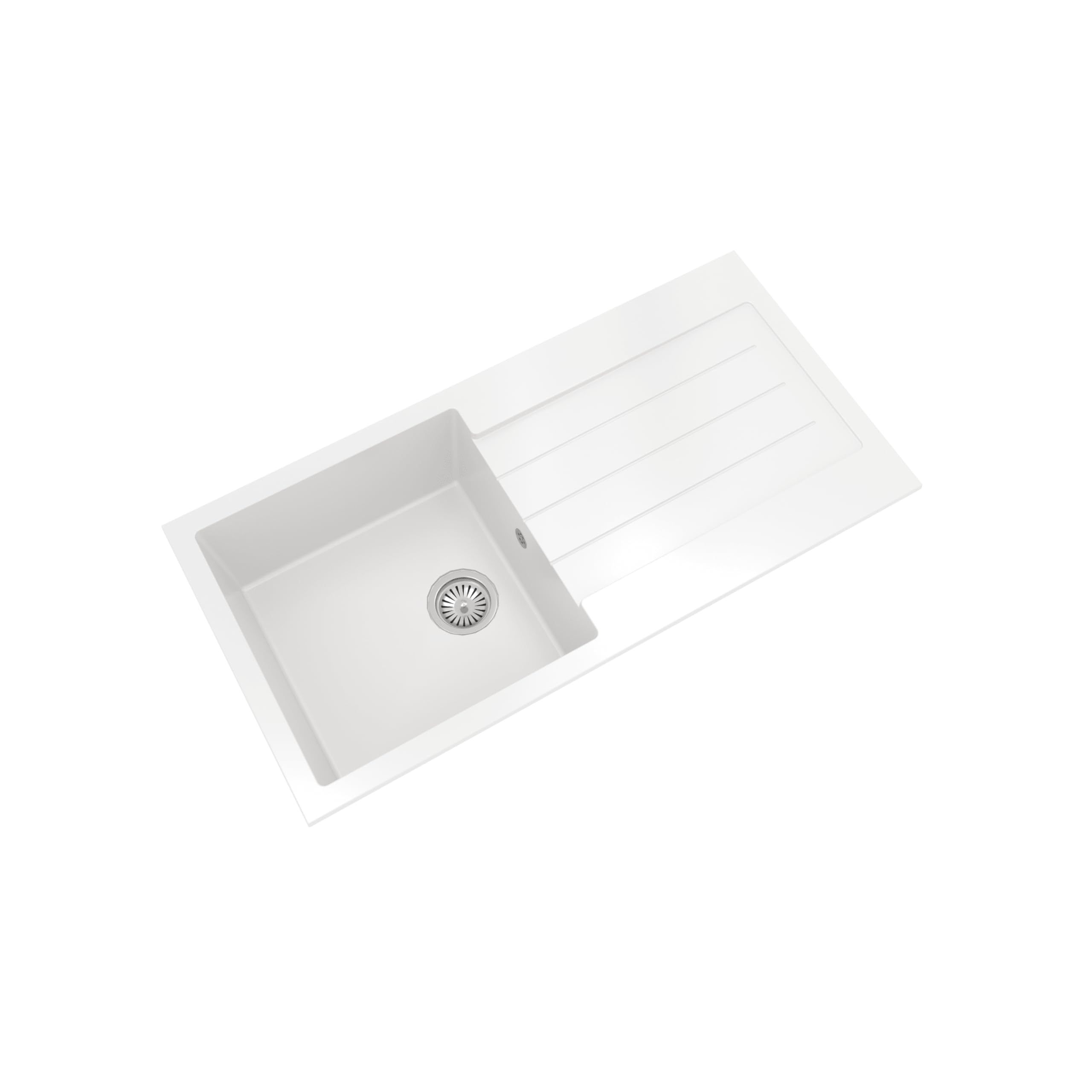 Balterley Kitchen Single Bowl Composite Inset Sink With Overflow & Drainer - 1000 X 500Mm - Matt White