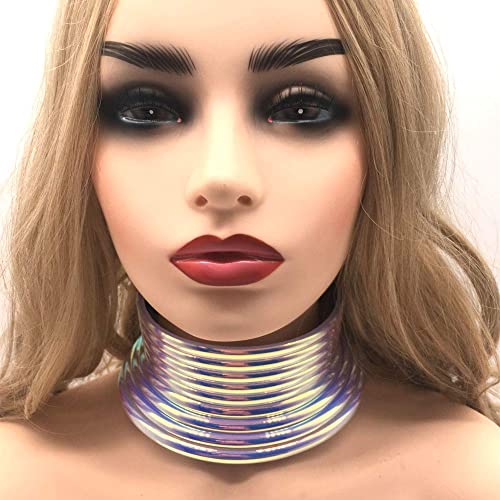 Halawly Gold Silver African Egypt Punk Gothic Snap Resin Chunky Leather Choker Collars For Women, Fashion Statement Necklace Jewelry (Multicolor) #TOP3