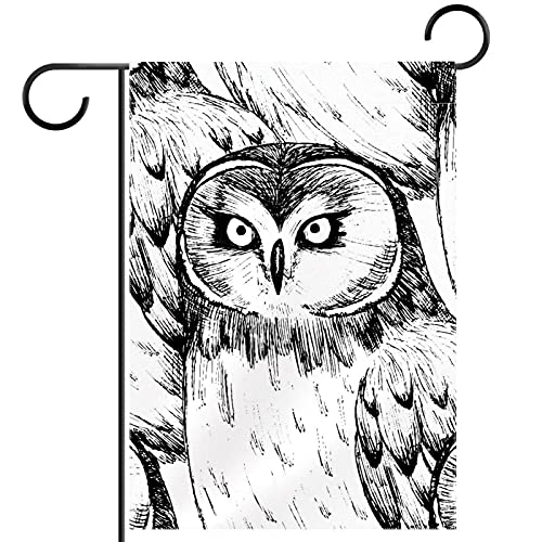Drapeau de jardin hibou double face déco extérieure polyester résistant