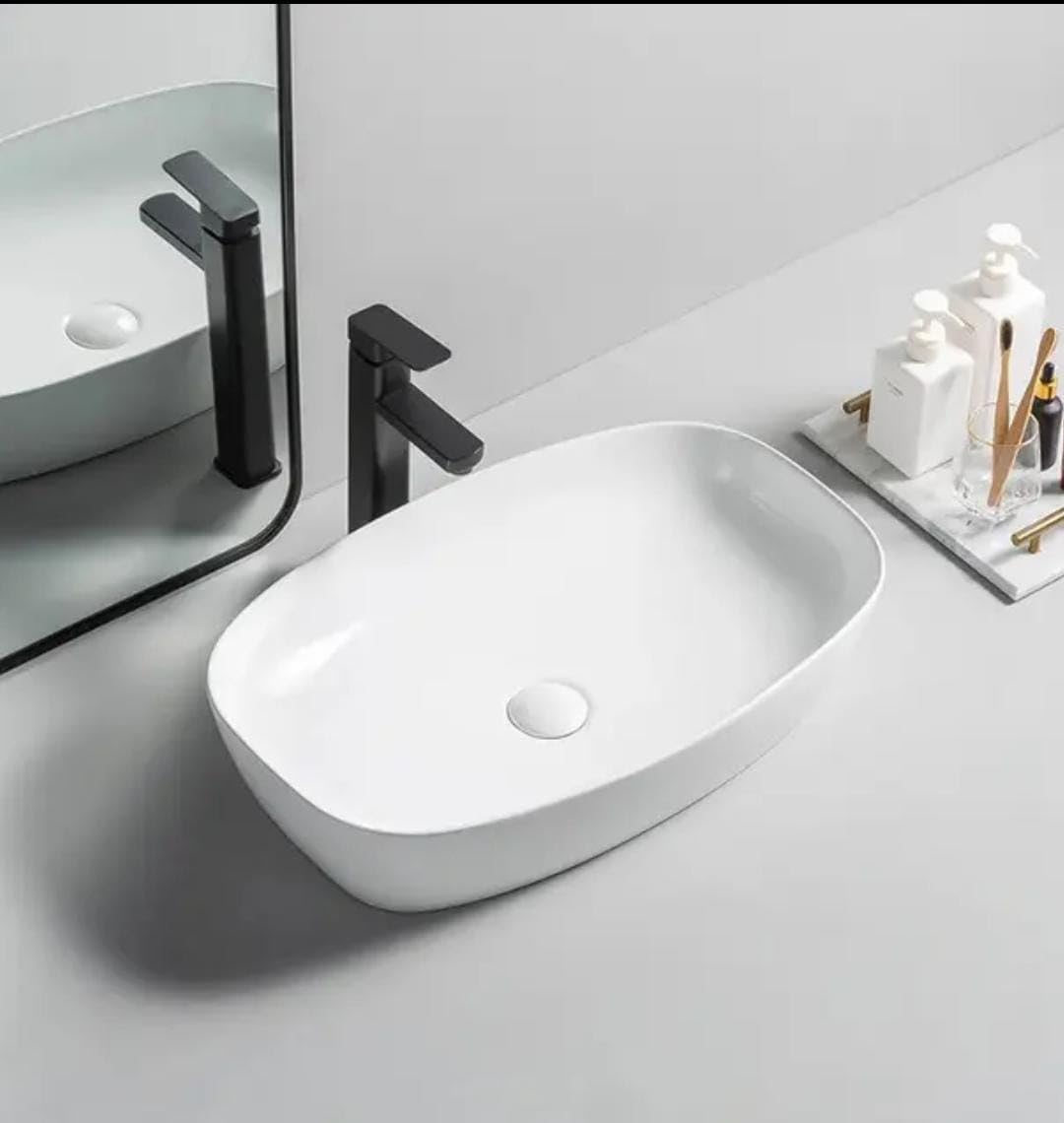 NEXIS Designer Counter Top Wash Basin | Tabletop Ceramic Bathroom Sink | Wash Basin Over Counter | Wash Basin For Bathroom, Living Room (24 x 15 x 6 Inch) (White Glossy) (B0CPVLQ57K) Amazon Price History, Amazon Price Tracker