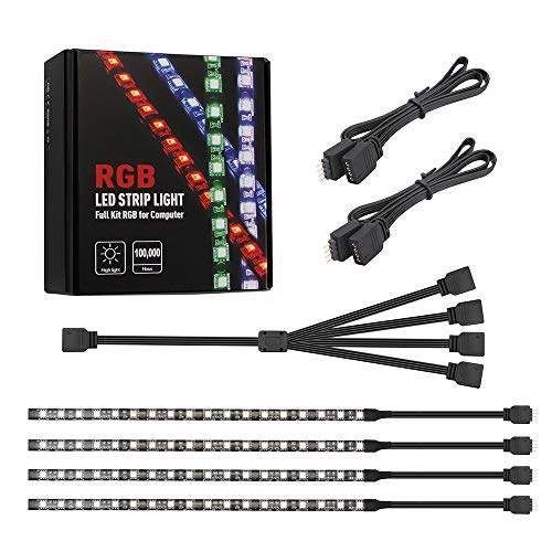Speclux Pc Rgb Strip 4Pcs Computer Rgb Led Strip Lights For Pc Case, Magnetic Led Light Strip For Motherboard With 12V 4Pin Header, Asus Aura Sync, Gigabyte Rgb Fusion, Msi Mystic Light, Asrock Rgb #TOP5