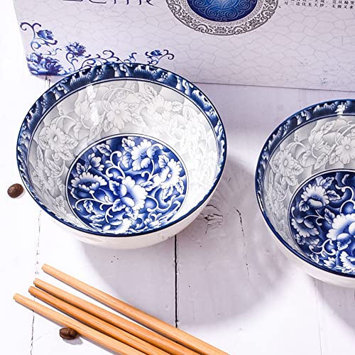 Bosili Chinese Blue And White Bowls And Chopsticks Set Ceramic Rice Bowls For Soup Snack (2 Pieces) #TOP3