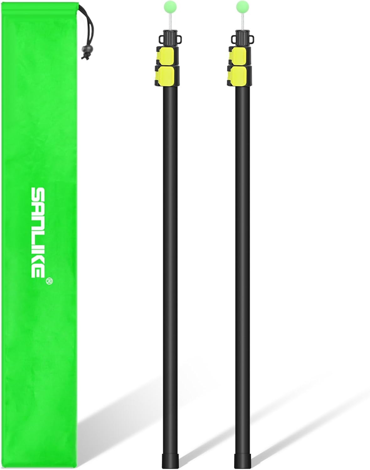 SANLIKE Tarp Poles Heavy Duty Telescoping 97" Adjustable Aviation Aluminum Canopy Rods Lengthen Thicken with Protection Cap Portable Poles for Tent Fly Awning Camping Hiking Set of 2