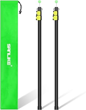 SANLIKE Tarp Poles Heavy Duty Telescoping 97" Adjustable Aviation Aluminum Canopy Rods Lengthen Thicken with Protection Cap Portable Poles for Tent Fly Awning Camping Hiking Set of 2