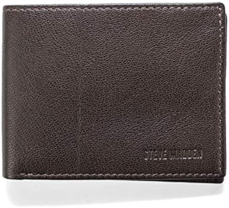 Steve Madden mens Leather Rfid Wallet Extra Capacity Attached Flip Pocket Wallet