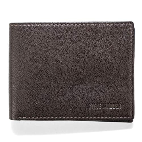 Steve Madden Men's Leather Rfid Wallet Extra Capacity Attached Flip Pocket, Brown (Smooth Grain), One Size