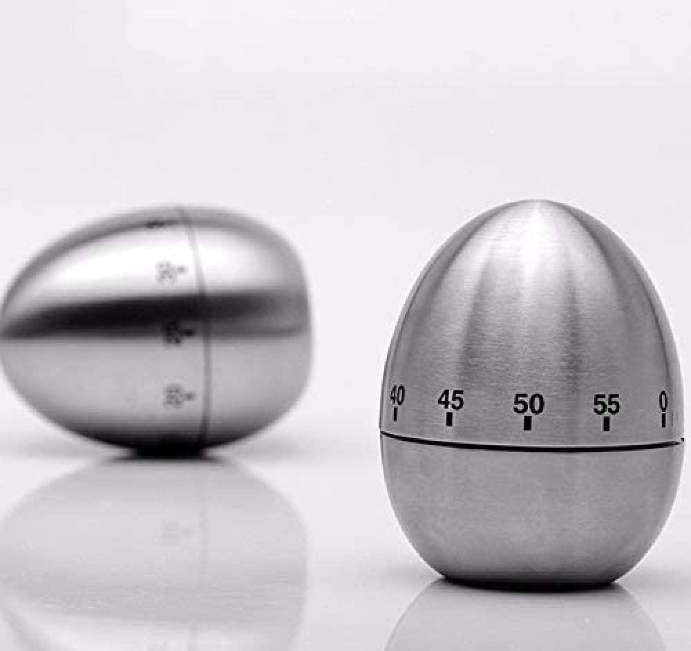 Uhr, Timer, Eierförmiger Küchentimer Edelstahl Kochuhr Koch-Countdown 60 Minuten Wecker Mechanischer Countdown