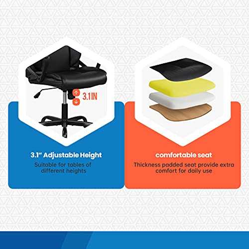 Home Office Chair Ergonomic Desk Chair Pu Leather Task Chair Executive Rolling Swivel Mid Back Computer Chair With Lumbar Support Armrest Adjustable Chair For Men (Black) #TOP2