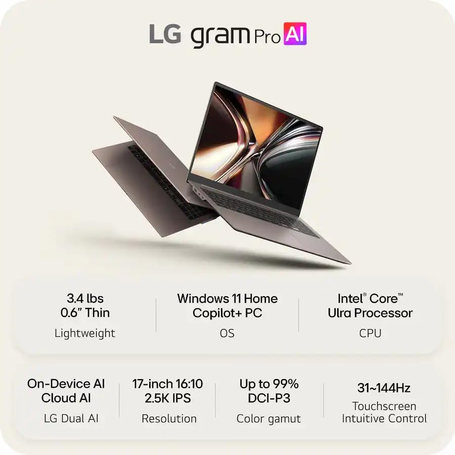 Image of LG gram Max 17 Laptop, Intel Core Ultra 7 355 (Panther Lake)