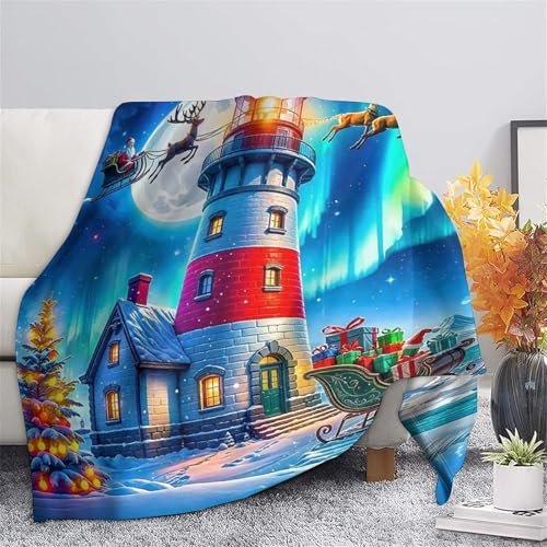 Couverture phare impression 3D plaid microfibre doux couvre-lit chaud 150x200cm