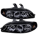Carpartsinnovate For 92-95 2/3/4Dr Glossy Black Tinted LED Halo Projector Headlights