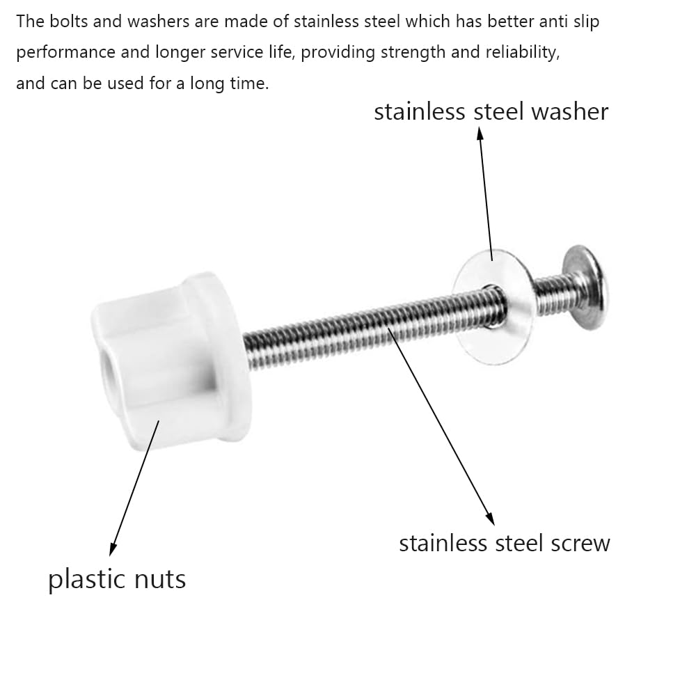 2 PCS Toilet Seat Hinge Screw Anti Slip Toilet Seat Screws Stainless Steel Toilet Seat Bolt Nut Rustproof Toilet Seat Fittings Kit for Toilet Covers Repairing Replacement - Image 3