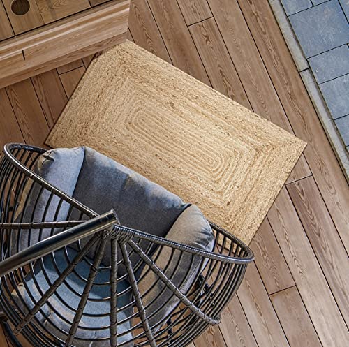 Jovial International Hand Woven Jute Braided Rug, 2'X3' - Natural, Reversible Farmhouse Accent Rugs For Living Room, Kitchen, Bedroom - 24X36 Inches (Rectangle 2'X3') #TOP5