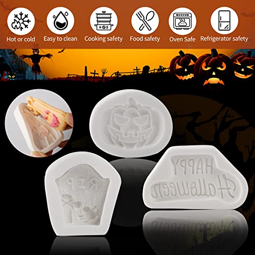 11Pcs Halloween Silicone Molds, Halloween Chocolate Candy Mold, Silicone Fondant Molds For Diy Chocolate, Cake, Pudding, Ice Cream, Epoxy Resin Mould (Pumpkin Owl Ghost Castle With 11 Candy Bags) #TOP3