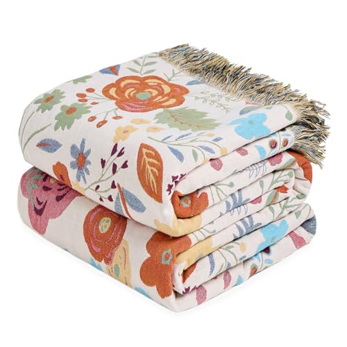 Image of LUTBM Boho Throw Blanket for Couch 50 inchx60 inch, Cotton Decorative Bed Throws