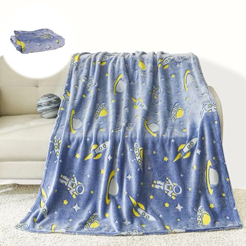 Pritok Manta Para Niños: Manta De Franela Que Brilla En La Oscuridad, Manta De Sofá Para Niñas Y Niños De 1 A 10 Años, Suave Manta Para Regalo 150 X 200 Cm