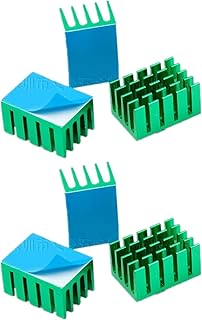 6PCS Aluminum Heat Sink with Thermal Conductive Adhesive Tape 20 * 14 * 11mm Heatsink Cooler for Mos IC Cooling (Green)