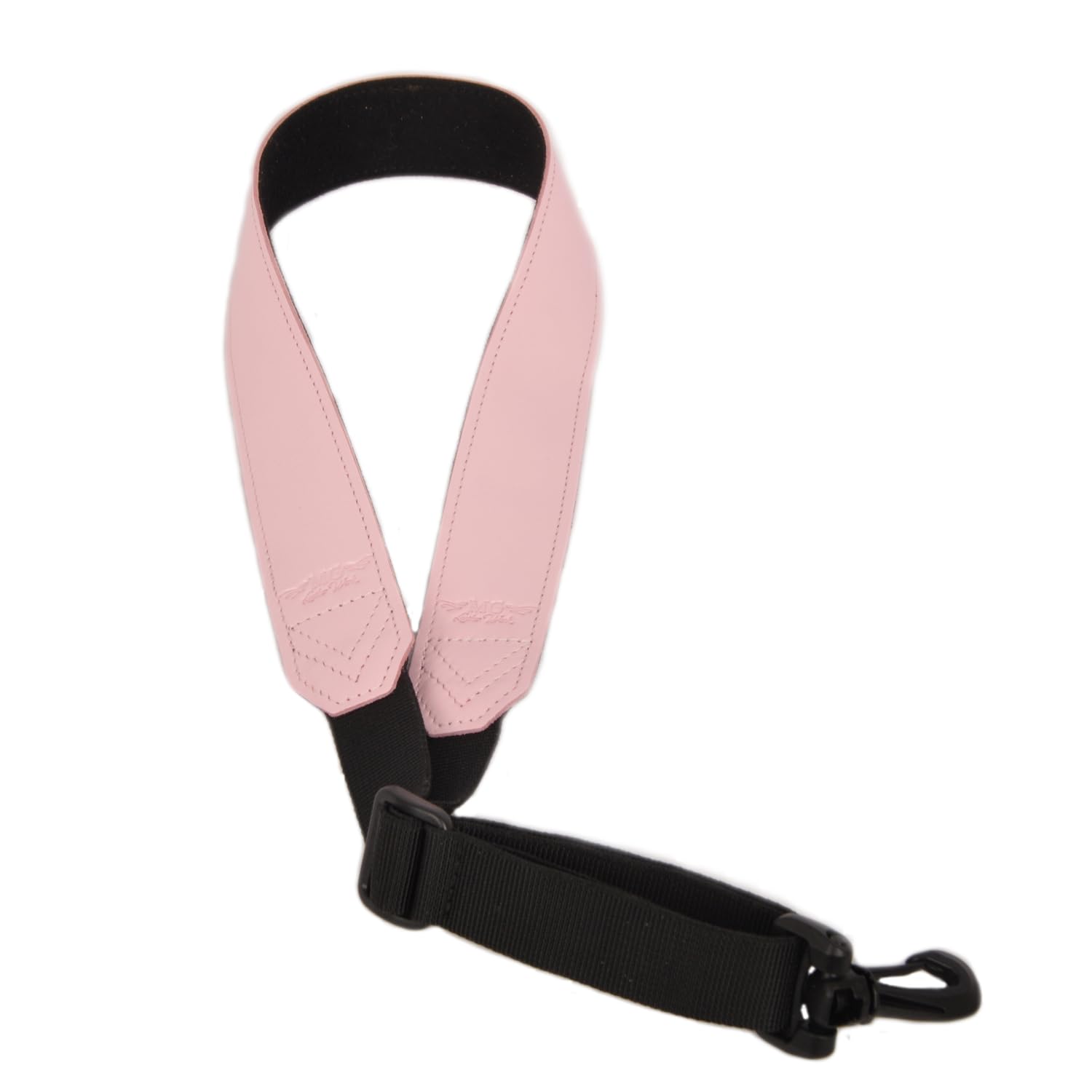 MG Leather Work Saxophone Strap for alto, tenor, soprano, baritone saxophone, Pink, Adjustable: 17.71 to 22 in (45 to 56 cm)