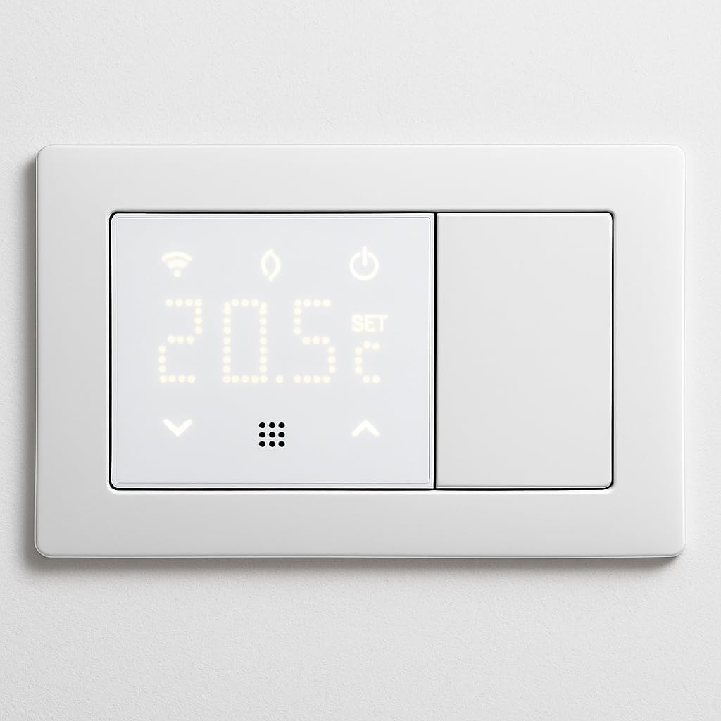 Elektronova Cronotermostato connesso WIFI TUYA da incasso modulo programmabile 2P 240V display touch retroilluminato colore bianco compatibile su supporti Vimar plana