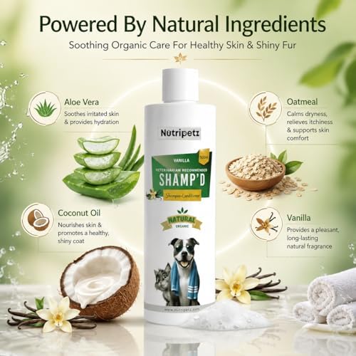 NutriPetz Pet Shampoo & Conditioner for Dogs & Cats 500ml – All Natural Organic Formula with Aloe Vera, Coconut Cleanser & Vitamins – Anti-Itch, Skin Soothing, Moisturizing & Shiny Coat Grooming Wash — view 6