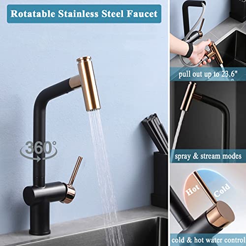 31" Black Kitchen Sink, 18 Gauge T304 Stainless Steel Single Bowl Sink, Drop-In Kitchen Sink And Faucet Combo W/Small Basin, Drain Kit, Glass Rinser, Cutting Board And Soap Dispenser #TOP2