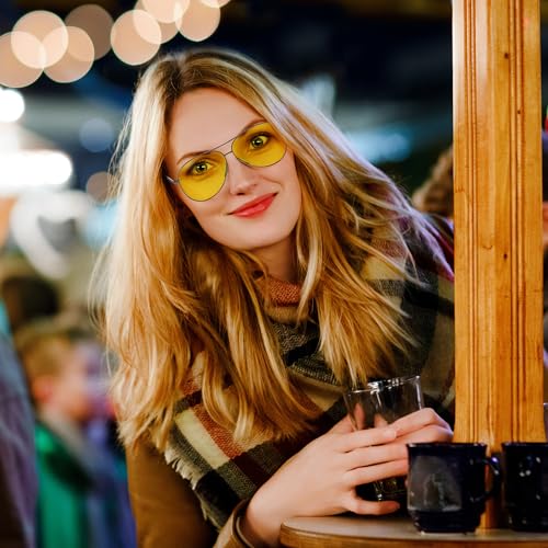 FEISEDY Night Driving Glasses Night Vision Aviator Reduce Glare Eyewear with Spring Hinge for Men Women B22943