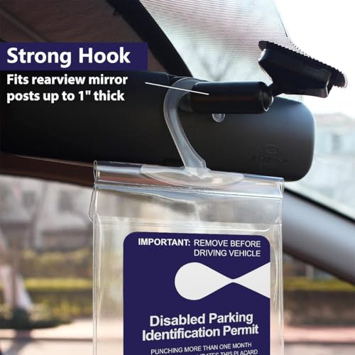 Qisan 2 Pack Portable Handicap Placard Holder | Disability Placard Holder for Car | Parking Permit Protector for Handicap Placard with Hanger, Handicap Parking Sign for Disabled Person