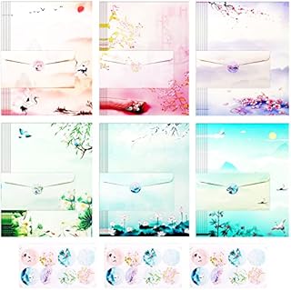 MAMUNU Writing Paper and Envelopes Set, 48 Sheets A4 Vintage Stationery Paper with 24 PCS Envelopes, Letter Writing Set in Assorted Color for Office, Home, School, Writing Handmade Letter