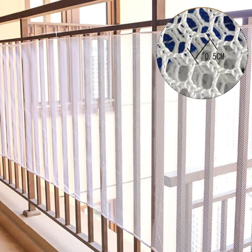 Treppen Schutznetz Kinder, Geländer Sicherheitsnetz, Treppenschutznetz für Kinder, Safety Net, Treppe Geländer Zaun Mesh, Sicherheitsnetz für Balkon, für Babys und Haustiere, Weiß(3m x 79cm)