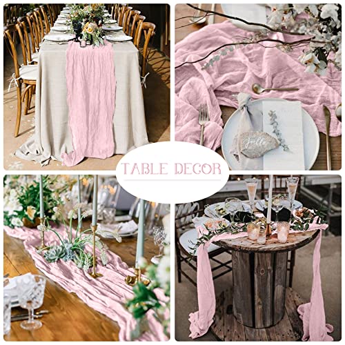 6 Pieces Blush Cheesecloth Table Runner 10 Ft Baby Pink Table Runner Gauze For Boho Rustic Wedding Arch, Baby And Bridal Shower Decorations Engagement Party Mother's Day #TOP5
