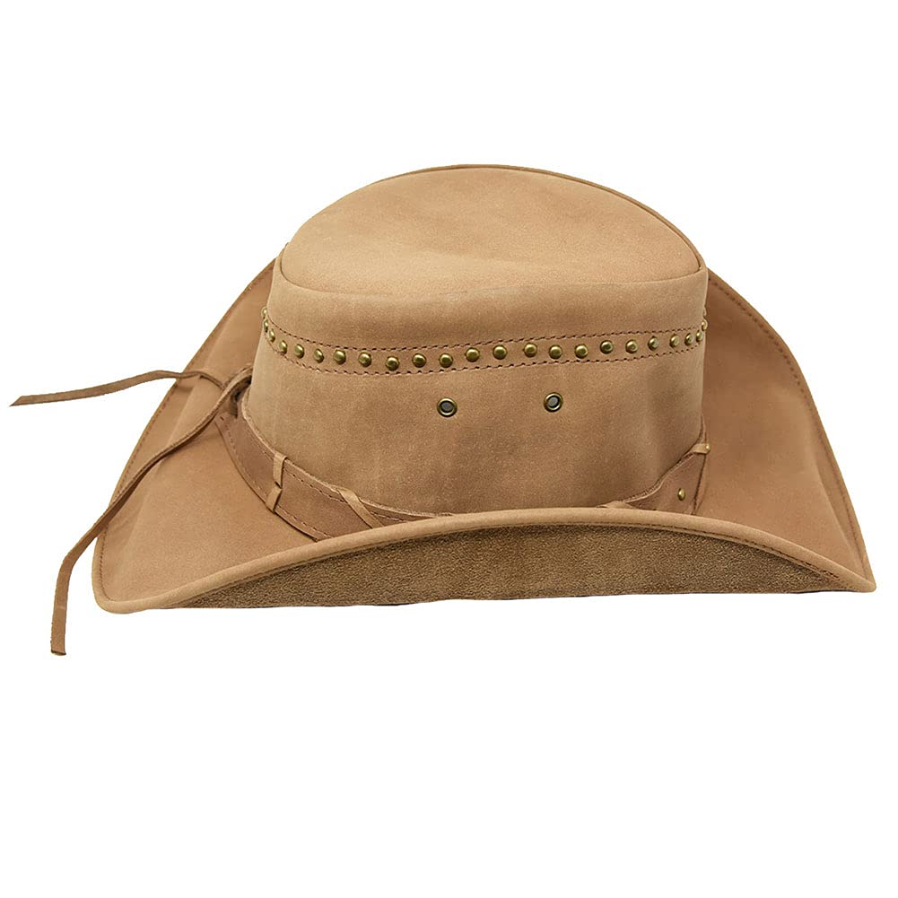 Montecarlo/Bullhide Hats Cappello da Cowboy Outback in Vera Pelle bruciata da Uomo, Falda 9,5 cm