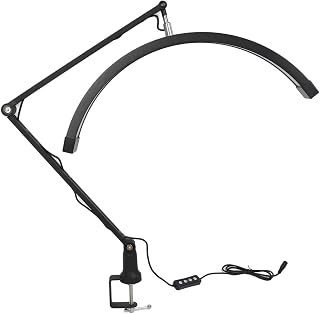 20W LED Beauty Lamp Black Adjustable 2700K to 5600K 20 Inch High Brightness Half Moon Lamp for Beauty Salon Nail Eyelashes Eyebrow (US Plug)