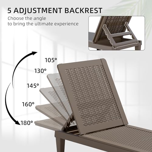 image for Greesum Outdoor Chaise Lounge Chairs Set of 2 with Adjustable Backrest