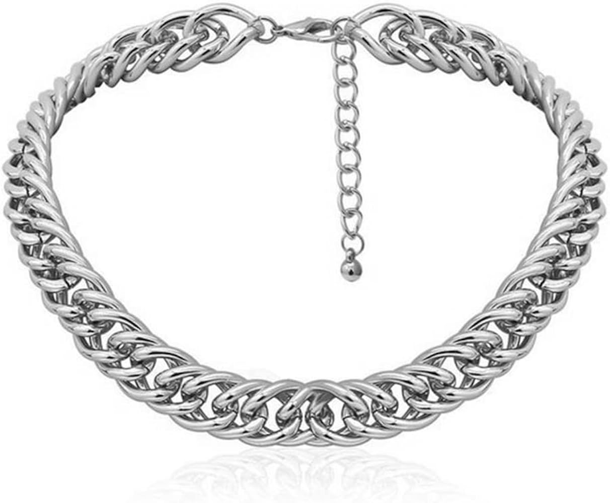 Amazon.com: LARVOVUE Chunky Silver Choker Necklace for Women Thick Amazon.com: LARVOVUE Chunky Silver Choker Necklace for Women Thick