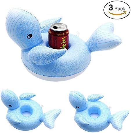 Large Inflatable Drink Holder Float Coaster, Floating Whale Inflates Coasters 3-Pack (Whale)