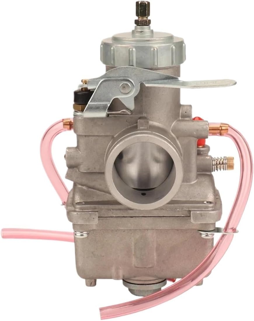 Generic 32mm Motorcycle Carburetor, side view with throttle linkage