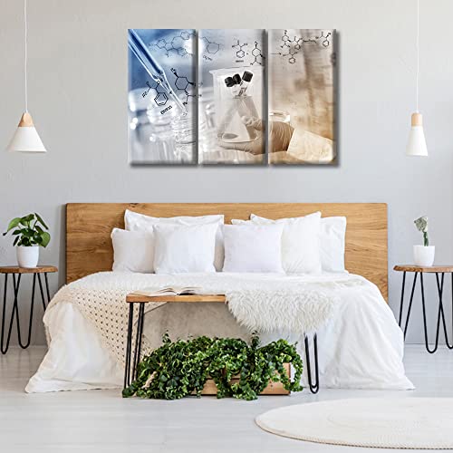 Image of TUMOVO 3 Piece Medical Poster Canvas Wall Art Young Scientist Pictures Wall Decor for Bedroom Clinical Laboratory Artwork Wall Art Framed Ready to Hang (42 inch Wx28 H)