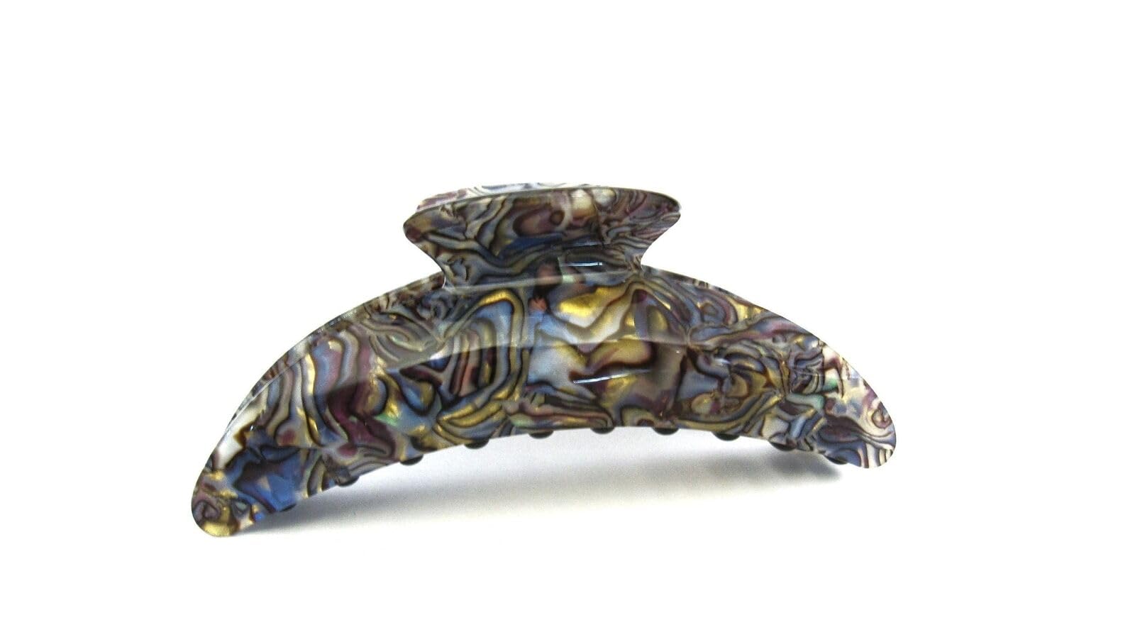 Generic Long large abalone sea shell effect purple blue gold hair claw clip