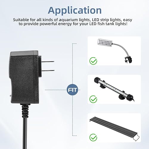 Miniatura 7 de DaToo Adaptador de corriente LED para acuario AC 100-240V DC 12V 1A Adaptador de corriente de repuesto para tanque de peces Convertidor de fuente de