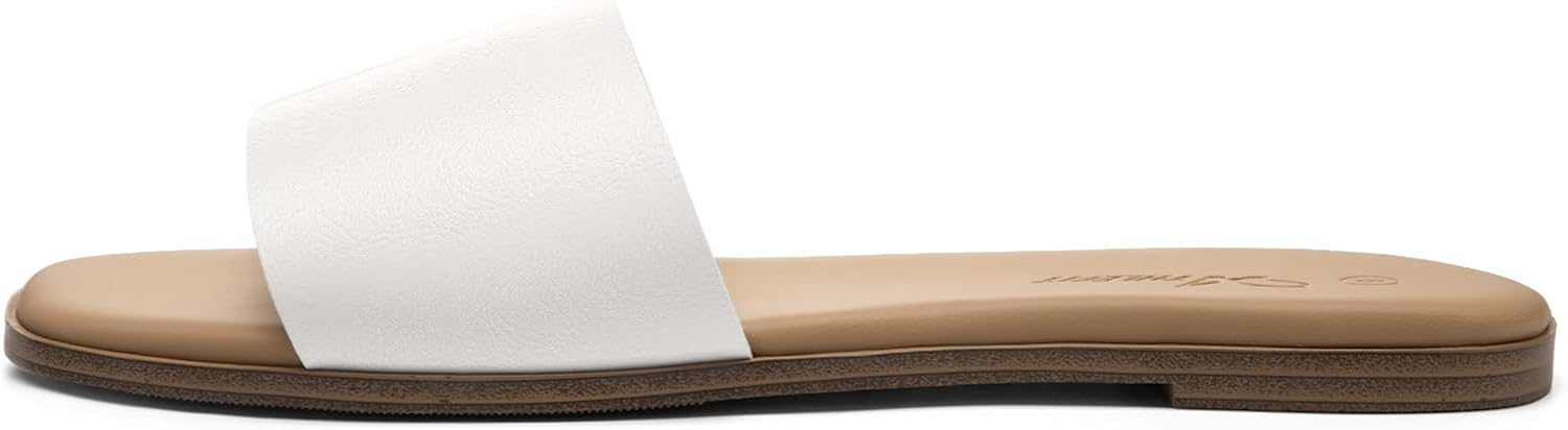 Athlefit Flat Sandals for Women Summer Raffia Square Toe Comfortable Slip On Dressy Casual Slide Sandals for Beach Travel - Image 4