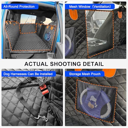 JOEJOY Hundedecke Auto Rückbank für Pickup-Trucks, 147x73cm Hunde Autositz Rückbank Verbreitert, Hundesitzbezug mit Harter Unterseite, Autoschondecke Hund Rücksitz Wasserdicht Kratzfest