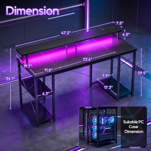 ODK Gaming Desk 48-inch Black thumbnail 3